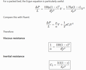 Ergon equation for porous media of packed bed