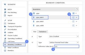 Boundary conditions in SimFLow solver