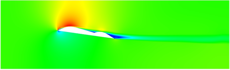 Fig 1. Velocity contours for traditional and proposed air-foils at 200 kmph and AoA= 8°